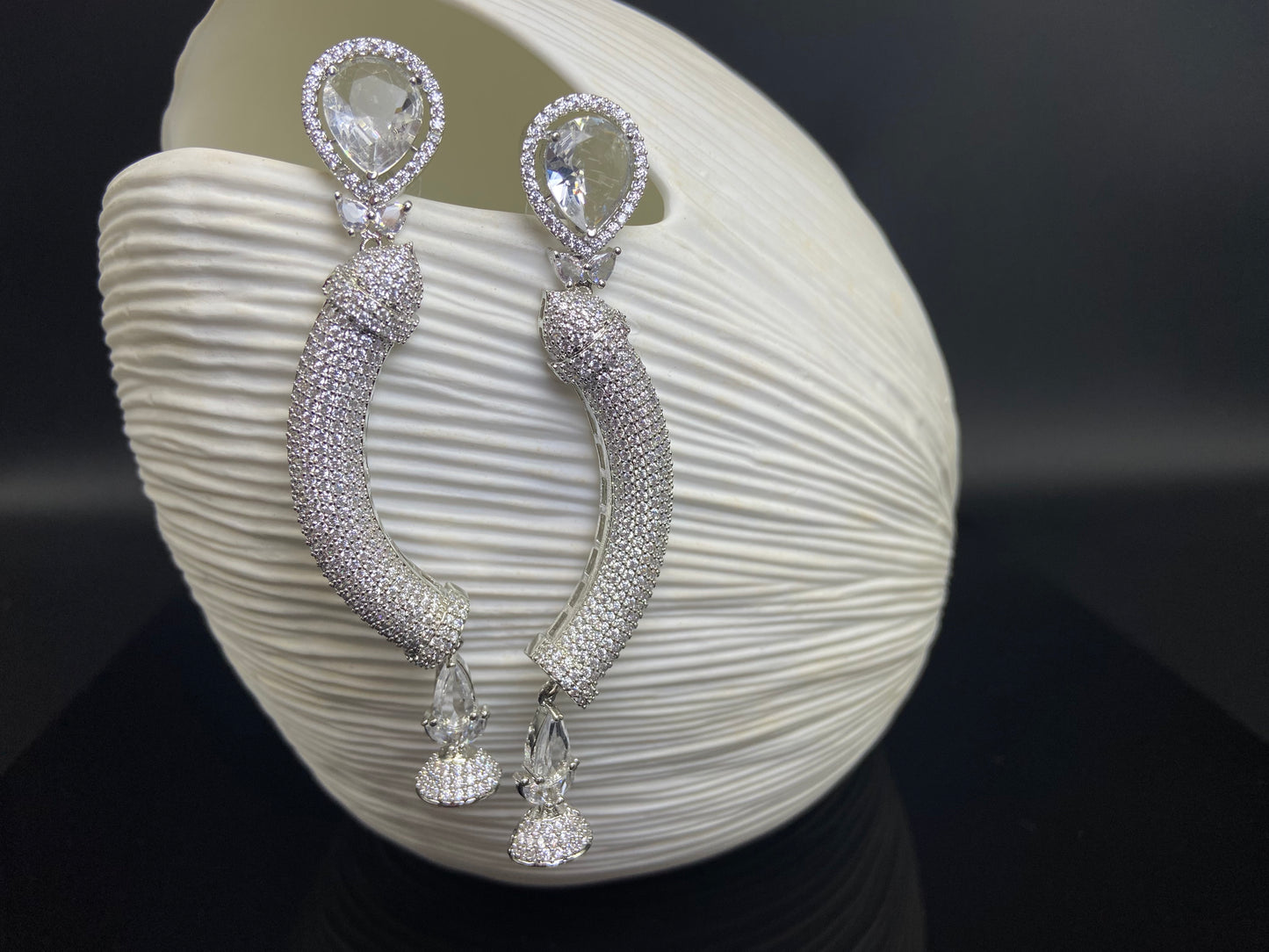 AD Arc Danglers with Drop Latkan and White Stone