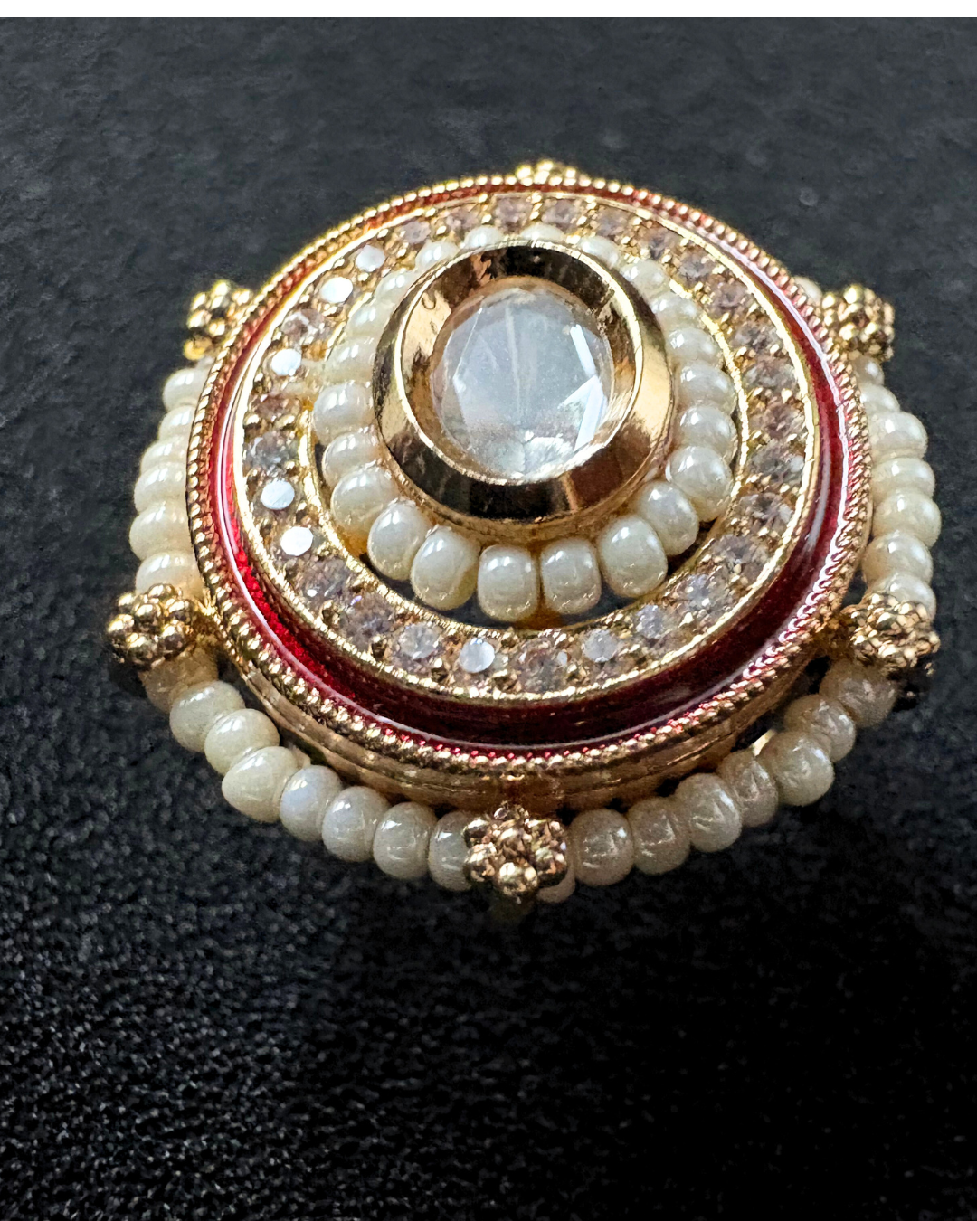 Ruby/Moissanite , Pearl and AD Ring (adjustable)