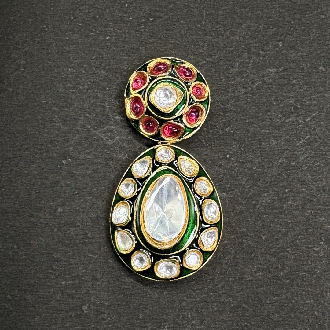 The Polki Ruby Regal Drop Earrings