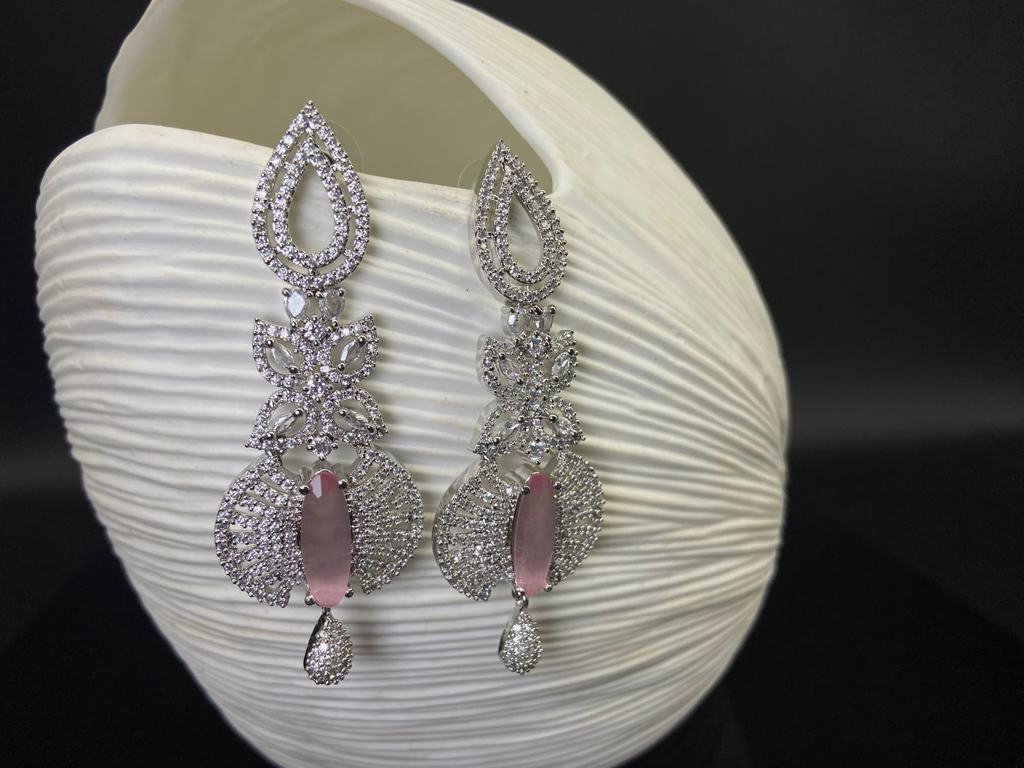 Stylish Butterfly Danglers with Pink Stone
