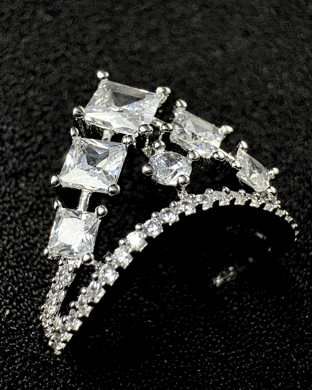 Tiara inspired Multiple Square Diamond Ring (adjustable)