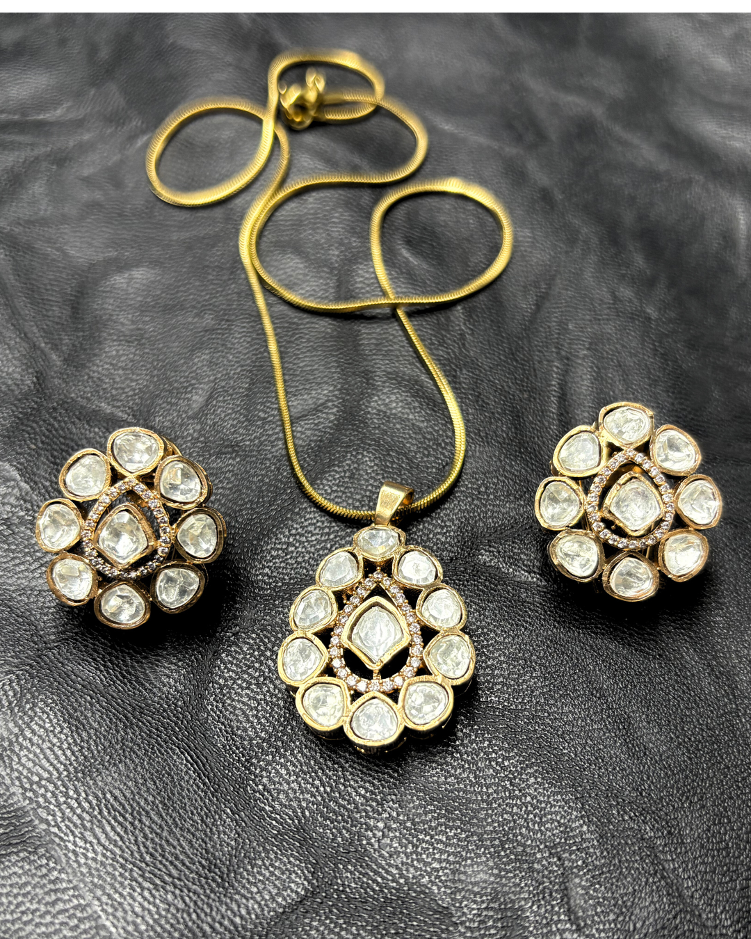 Beautiful Moissanite and AD Pendant Set