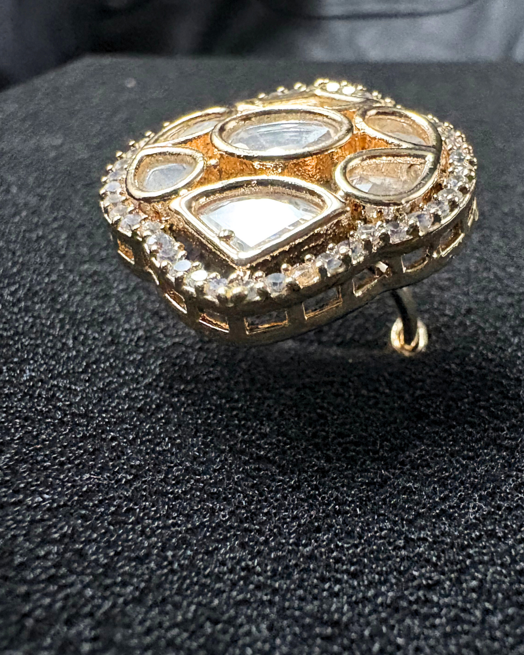 Large Moissanite and AD Ring (adjustable)