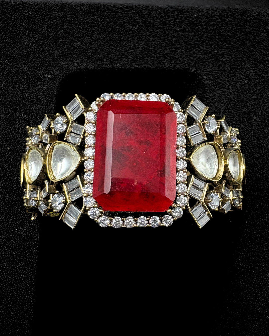 Moissanite bracelet with Large Red Centrepiece