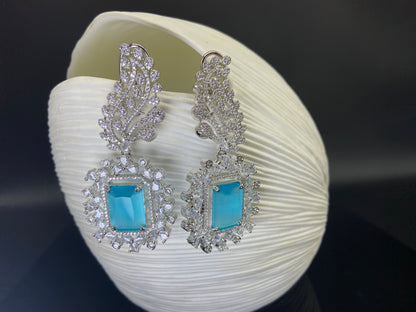 Aquamarine Square Danglers