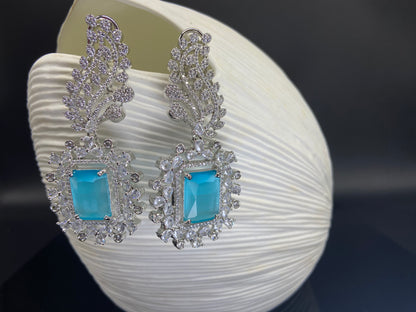 Aquamarine Square Danglers