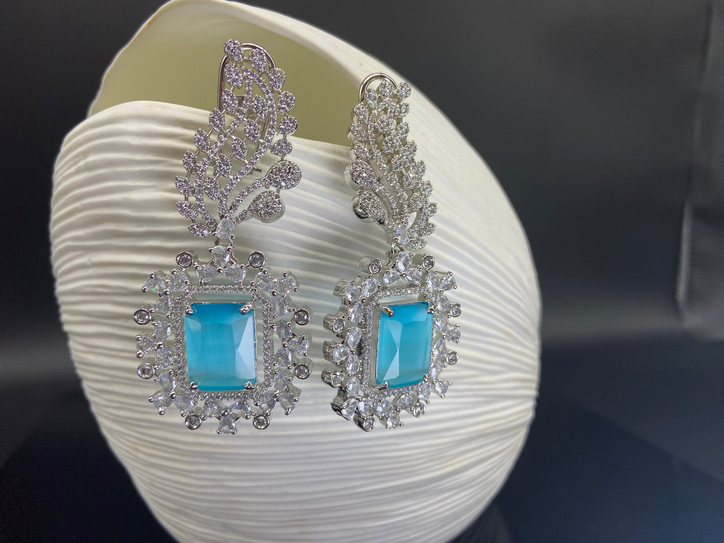 Aquamarine Square Danglers