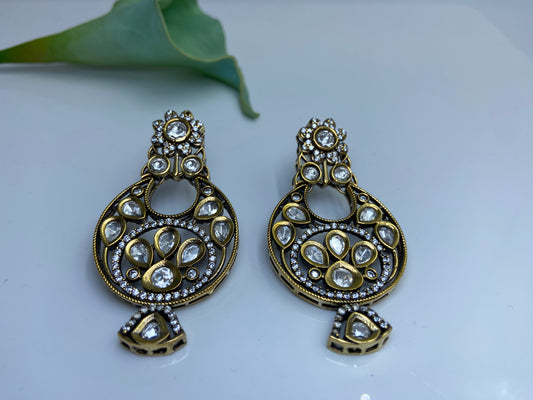 Beautiful Polki Chandbali Earrings