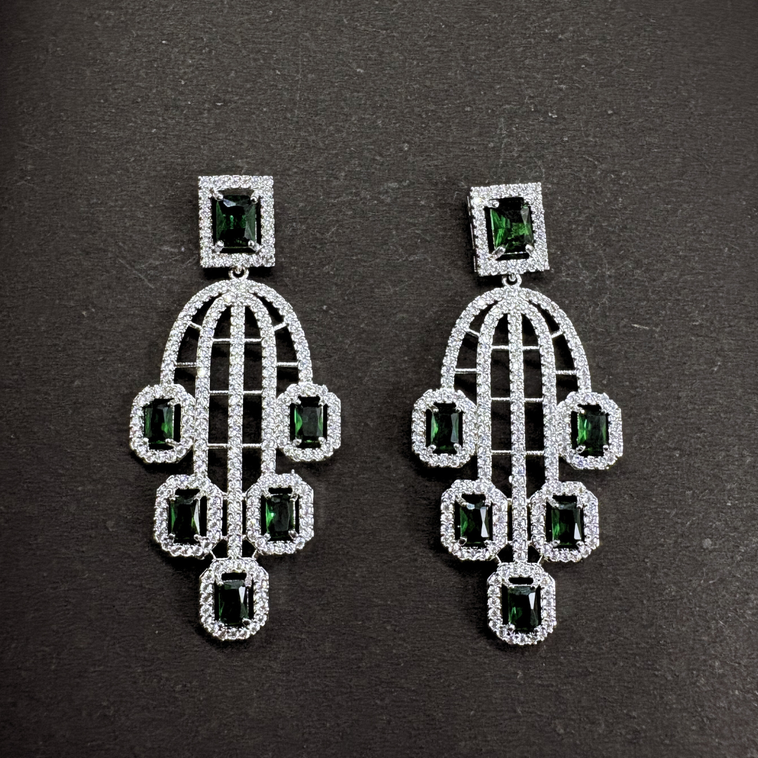 Emerald Prism Chandelier Earrings