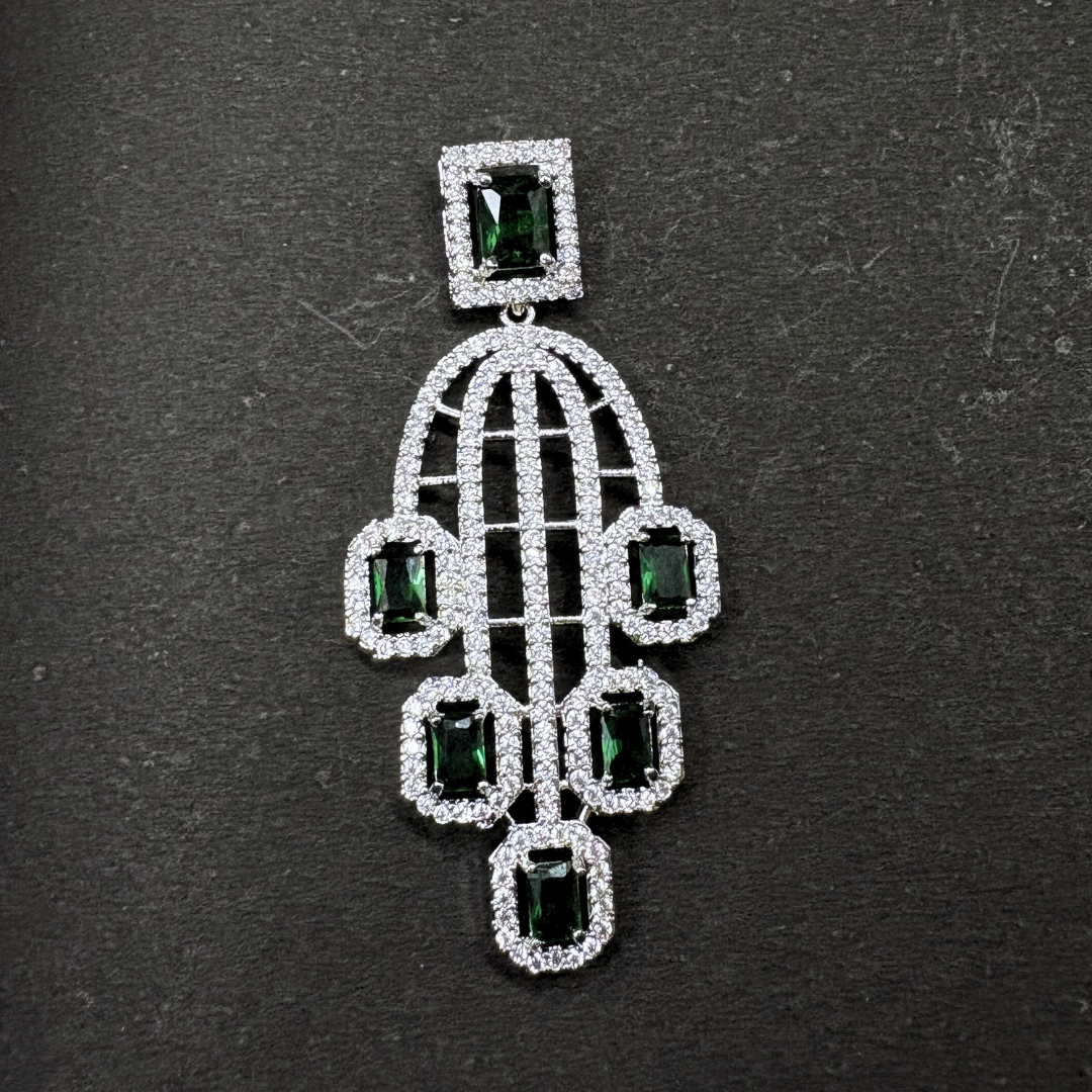 Emerald Prism Chandelier Earrings