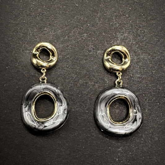 Black Enamel Donut Earrings