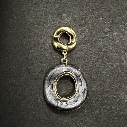 Black Enamel Donut Earrings