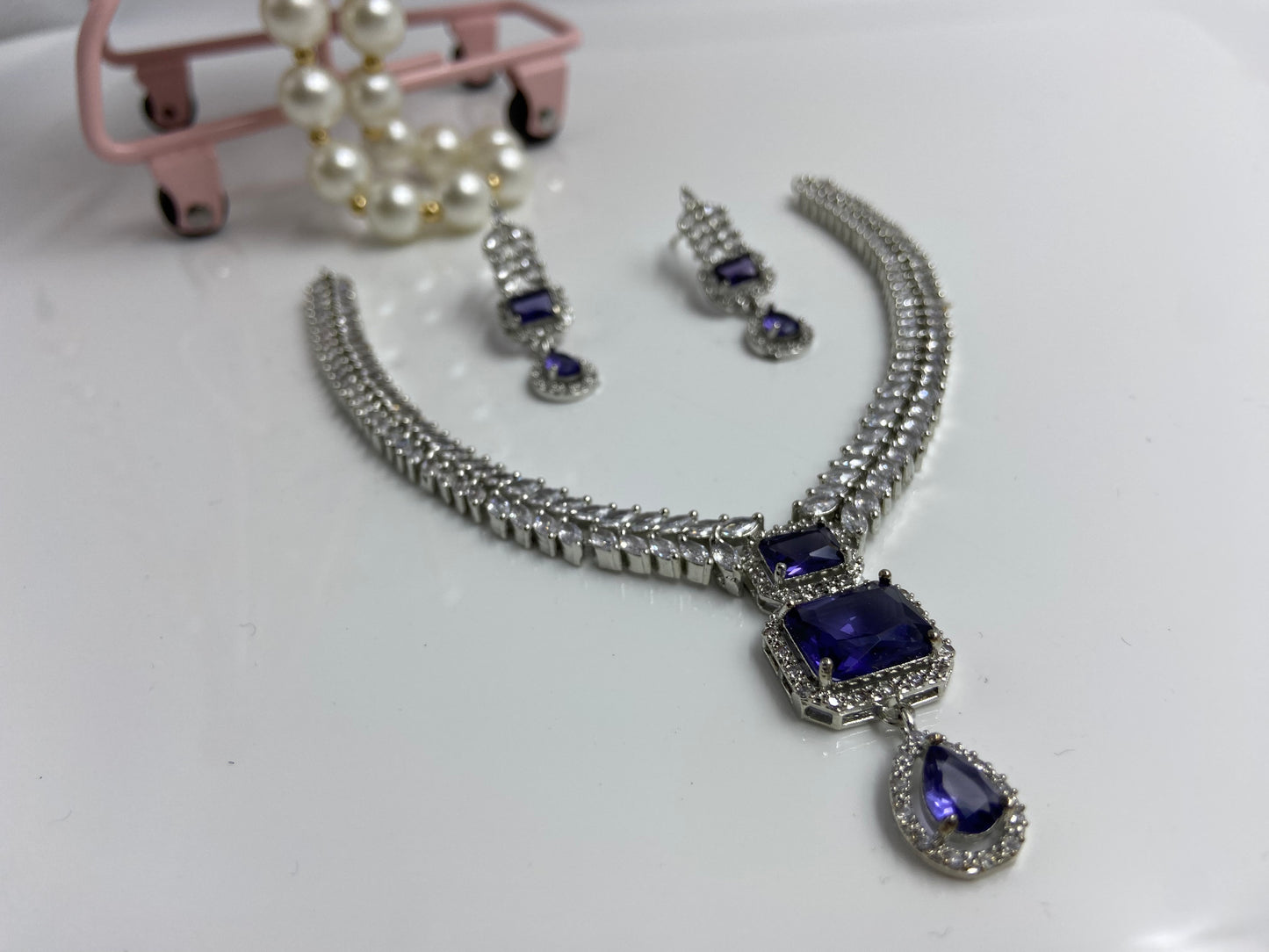 Chic Marquise AD String with Purple Double Latkan