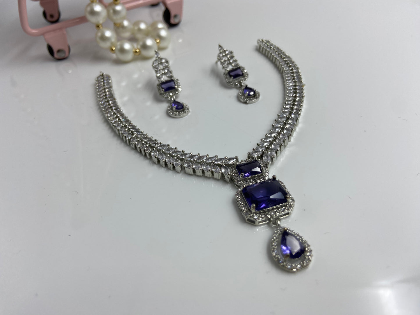 Chic Marquise AD String with Purple Double Latkan