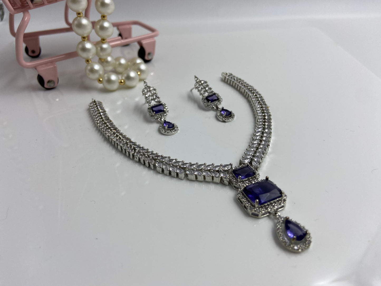 Chic Marquise AD String with Purple Double Latkan