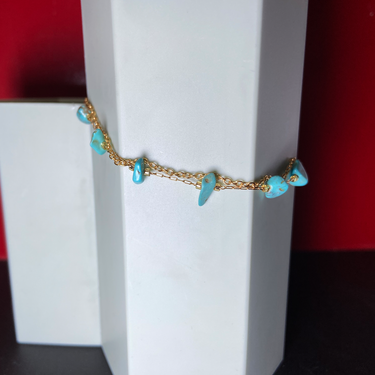 Double Chains with Turquoise Stones Bracelet