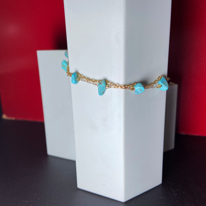 Double Chains with Turquoise Stones Bracelet