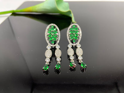 Emerald Flower Drop Earrings