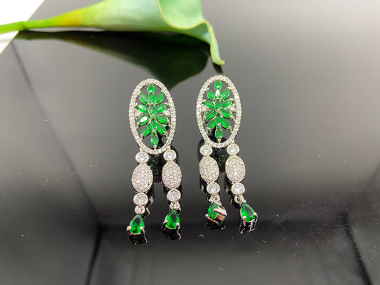 Emerald Flower Drop Earrings