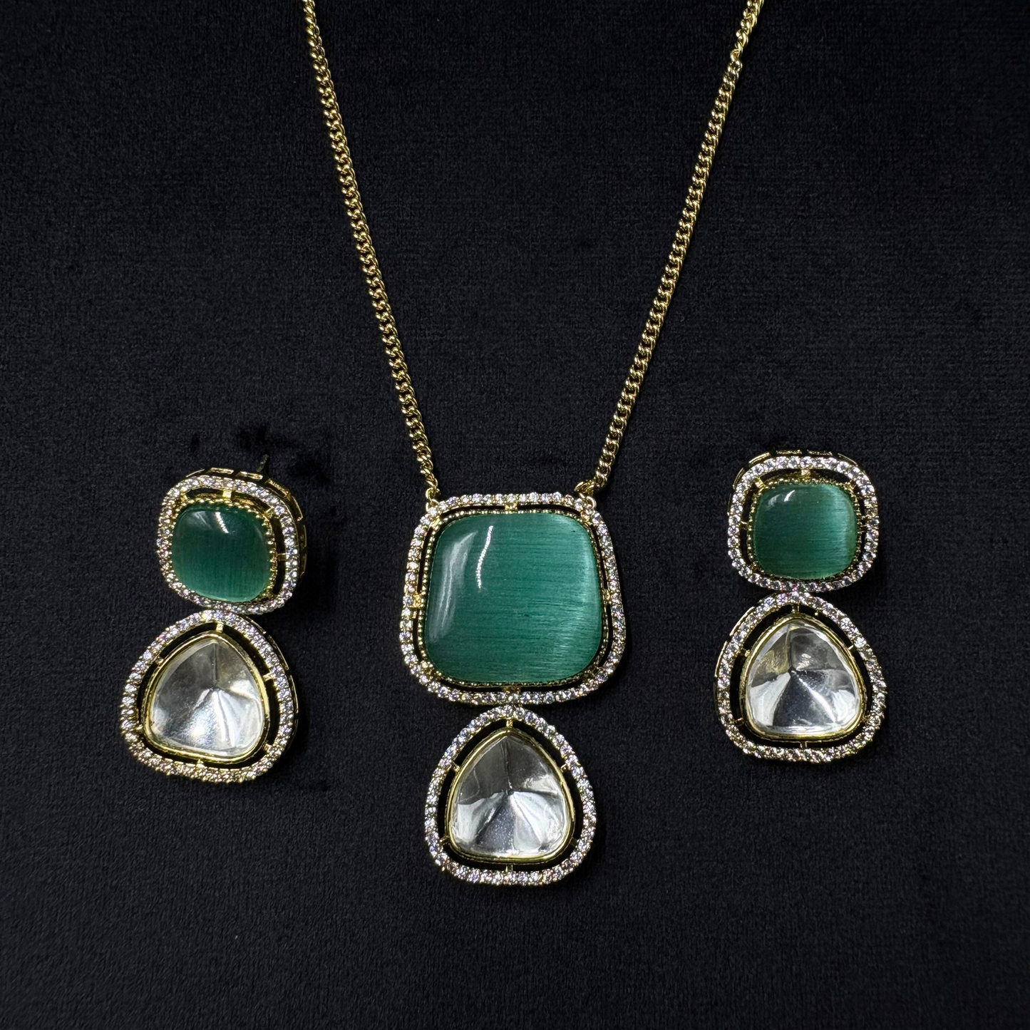 Emerald Noir - Modern Polki Elegance Set