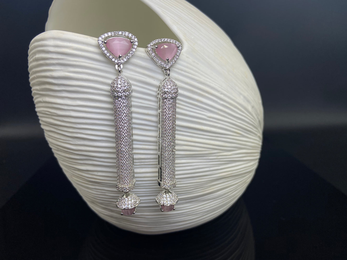 Fancy AD Long Tube Danglers - Light Pink