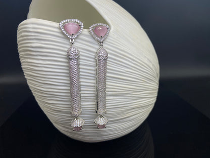 Fancy AD Long Tube Danglers - Light Pink