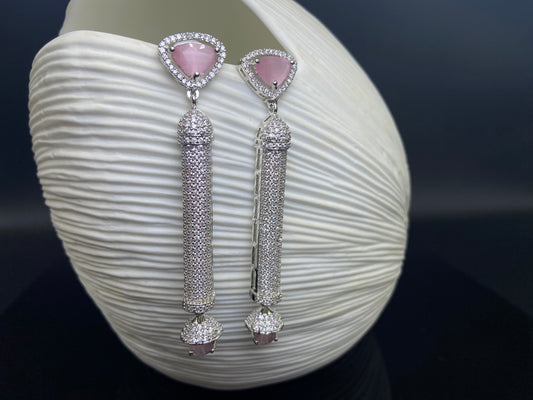 Fancy AD Long Tube Danglers - Light Pink