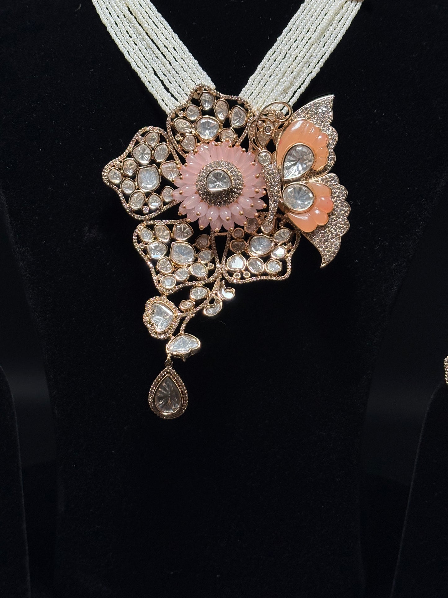 Peach and Pink Exclusive Bridal Necklace Set Combo
