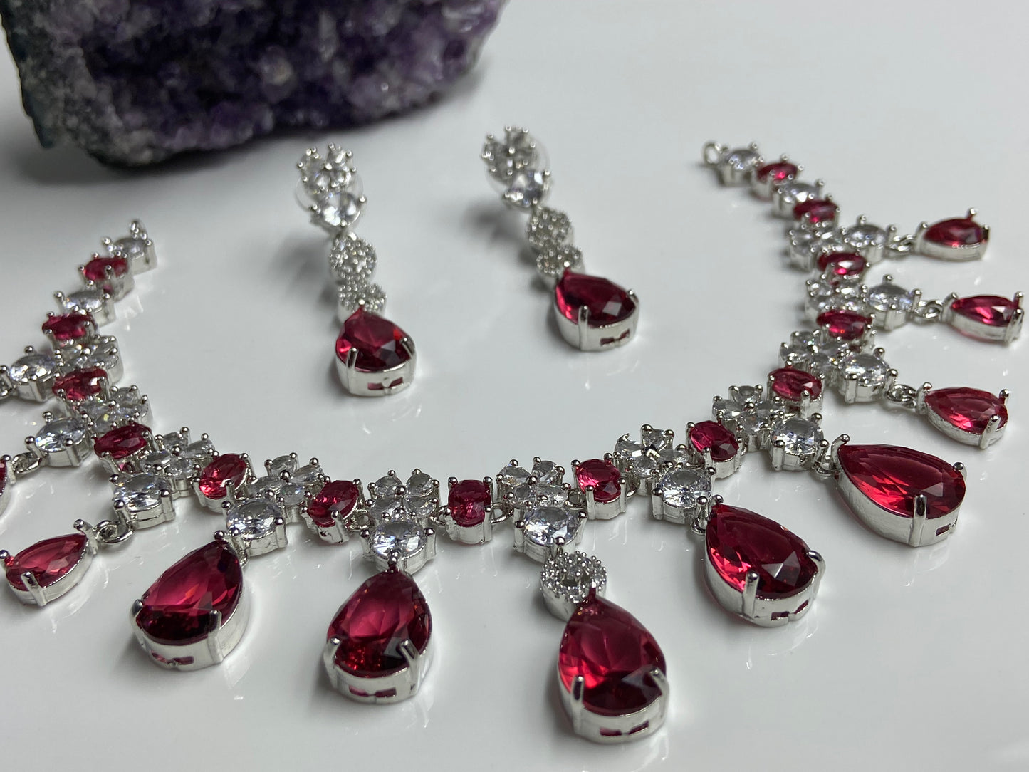 Intricate Heavy set with ruby drops