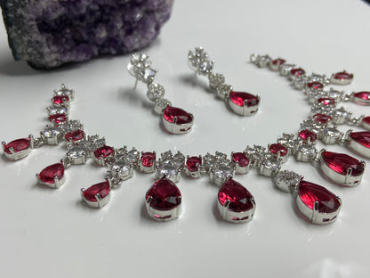 Intricate Heavy set with ruby drops