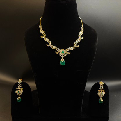 Raajwada Panna Stone Necklace Set