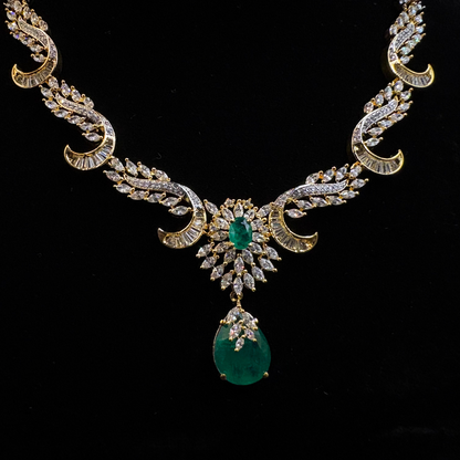 Raajwada Panna Stone Necklace Set