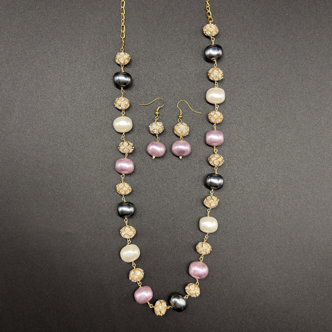 Pink & Black Pearl Mala Set