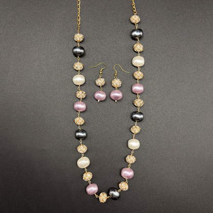 Pink & Black Pearl Mala Set