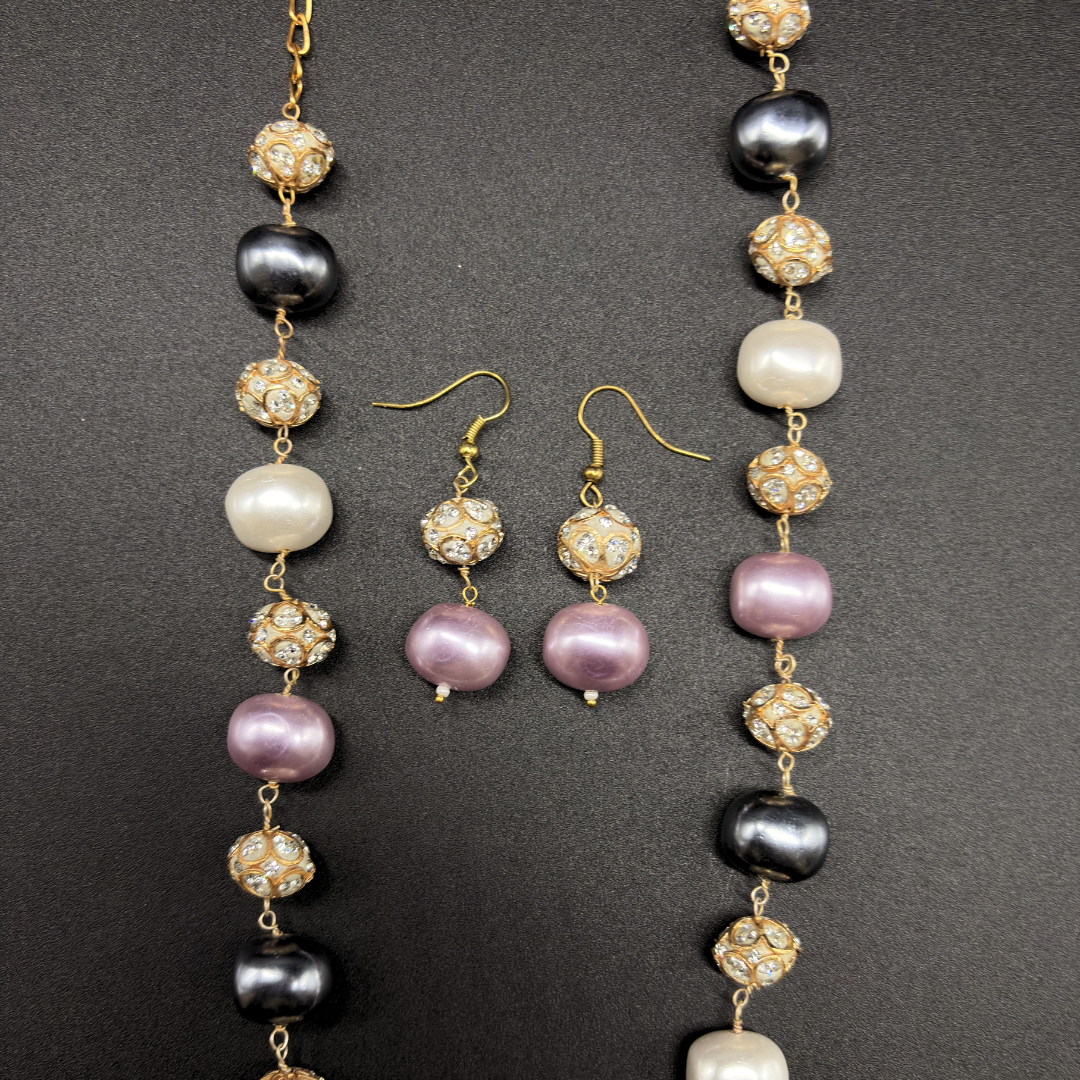 Pink & Black Pearl Mala Set