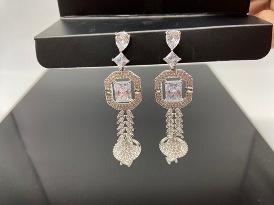 Modern Silver and Cubic Zirconia Danglers