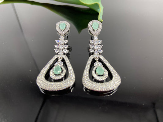 Modern Style AD Danglers with Seafoam Drops