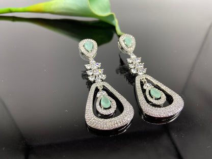 Modern Style AD Danglers with Seafoam Drops