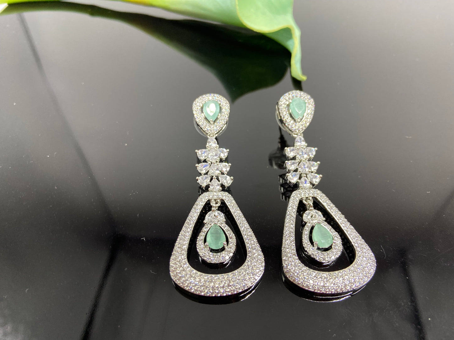 Modern Style AD Danglers with Seafoam Drops
