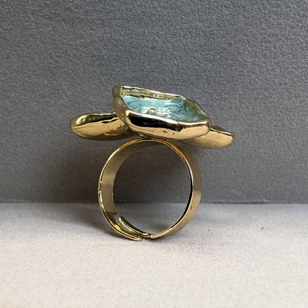 The Ocean Petal Trio Adjustable Ring
