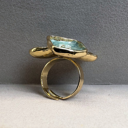 The Ocean Petal Trio Adjustable Ring