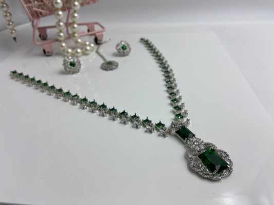 Neeta Ambani Stylish Large Necklace Set Emerald Green