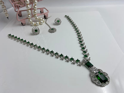 Neeta Ambani Stylish Large Necklace Set Emerald Green