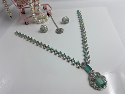 Neeta Ambani Stylish Long Necklace Set Light Green