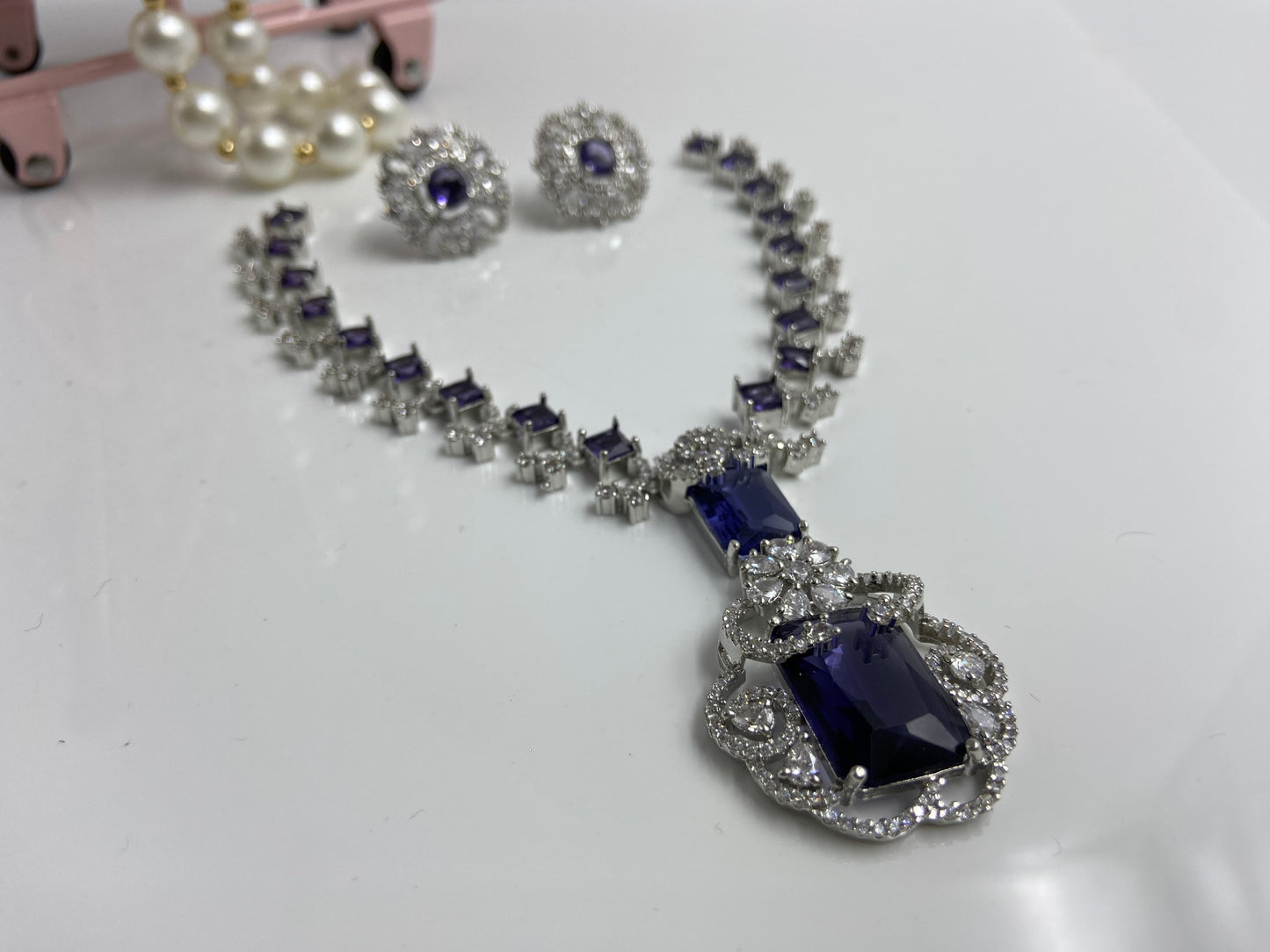 Neeta Ambani Stylish Small Necklace Set in Amethyst