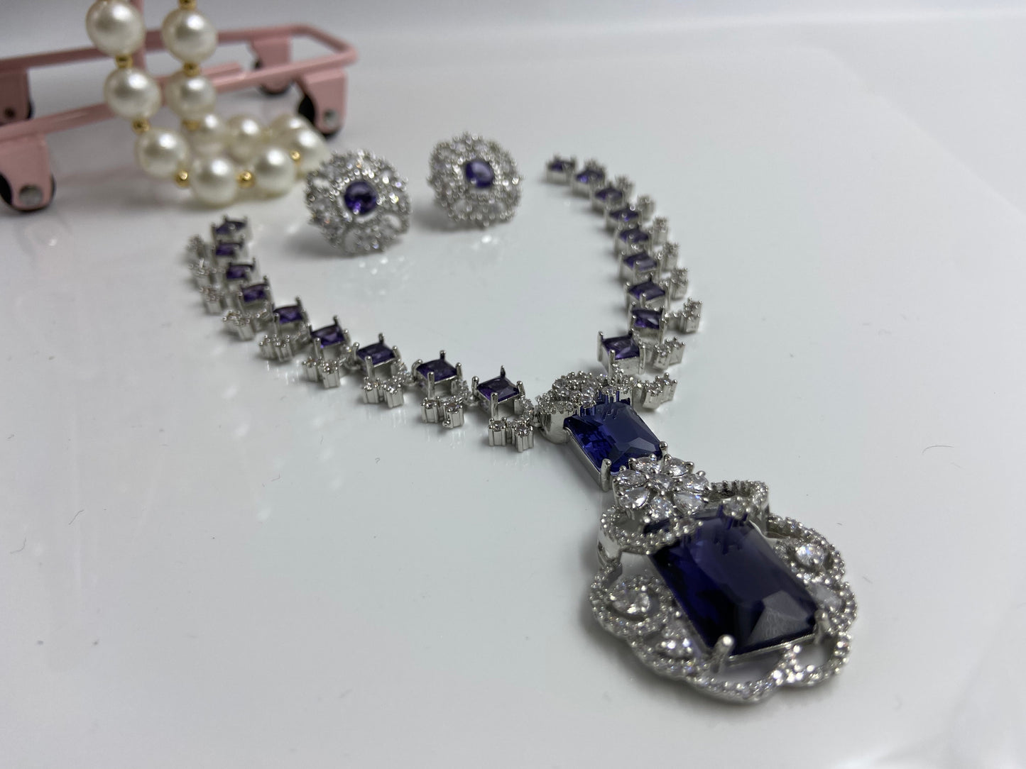 Neeta Ambani Stylish Small Necklace Set in Amethyst
