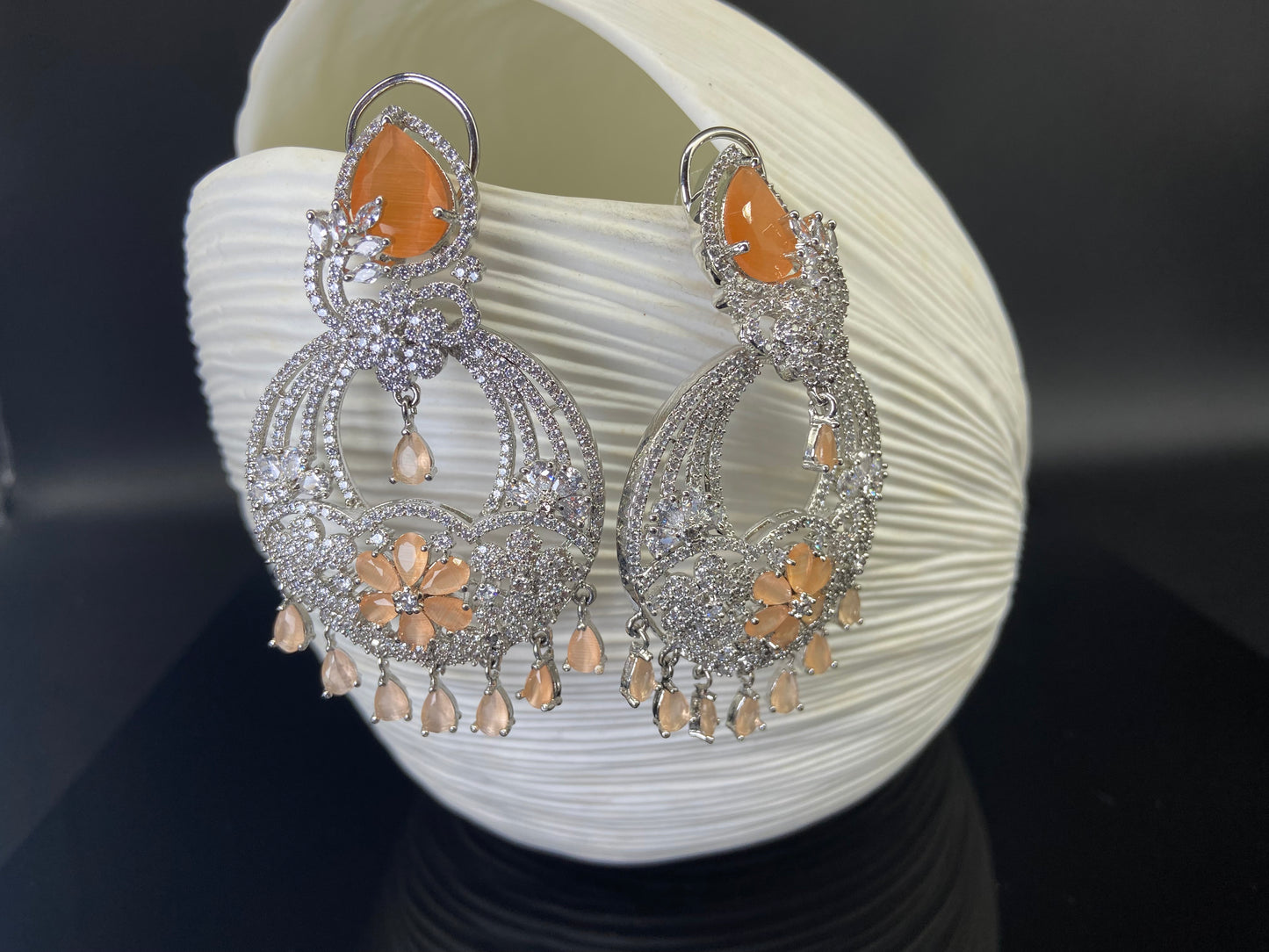 Orange Chandbali Danglers