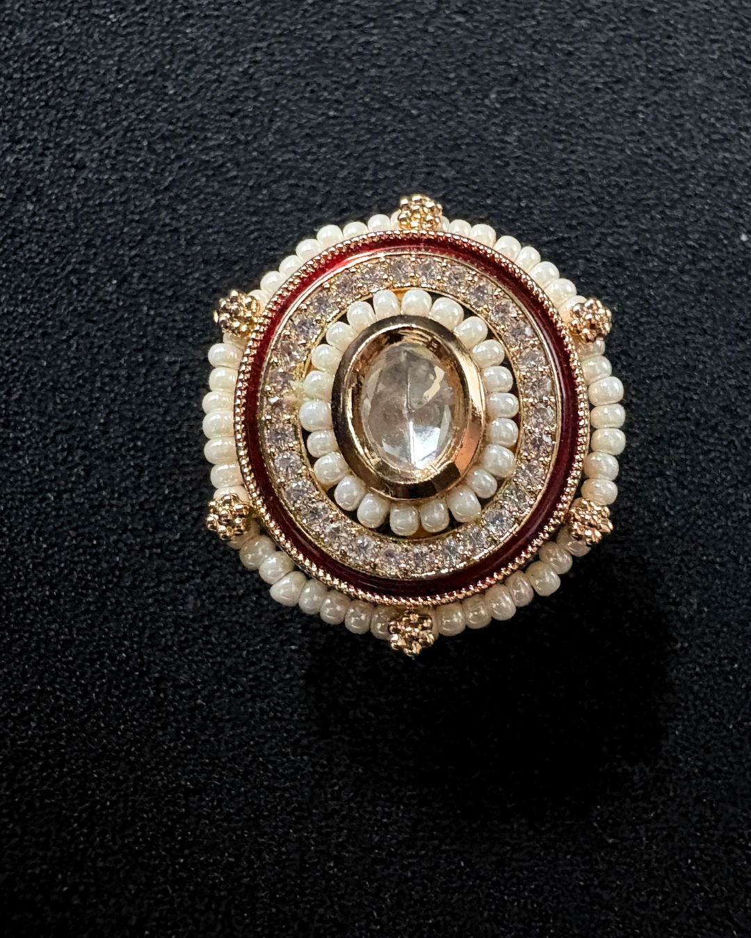 Ruby/Moissanite , Pearl and AD Ring (adjustable)