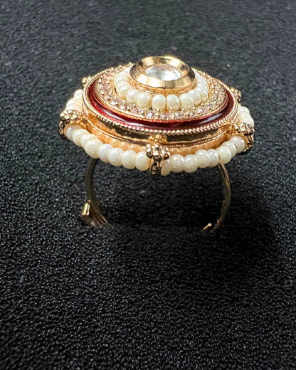 Ruby/Moissanite , Pearl and AD Ring (adjustable)