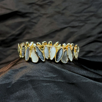 Enamel Black & White Elastic Adjustable Bracelet